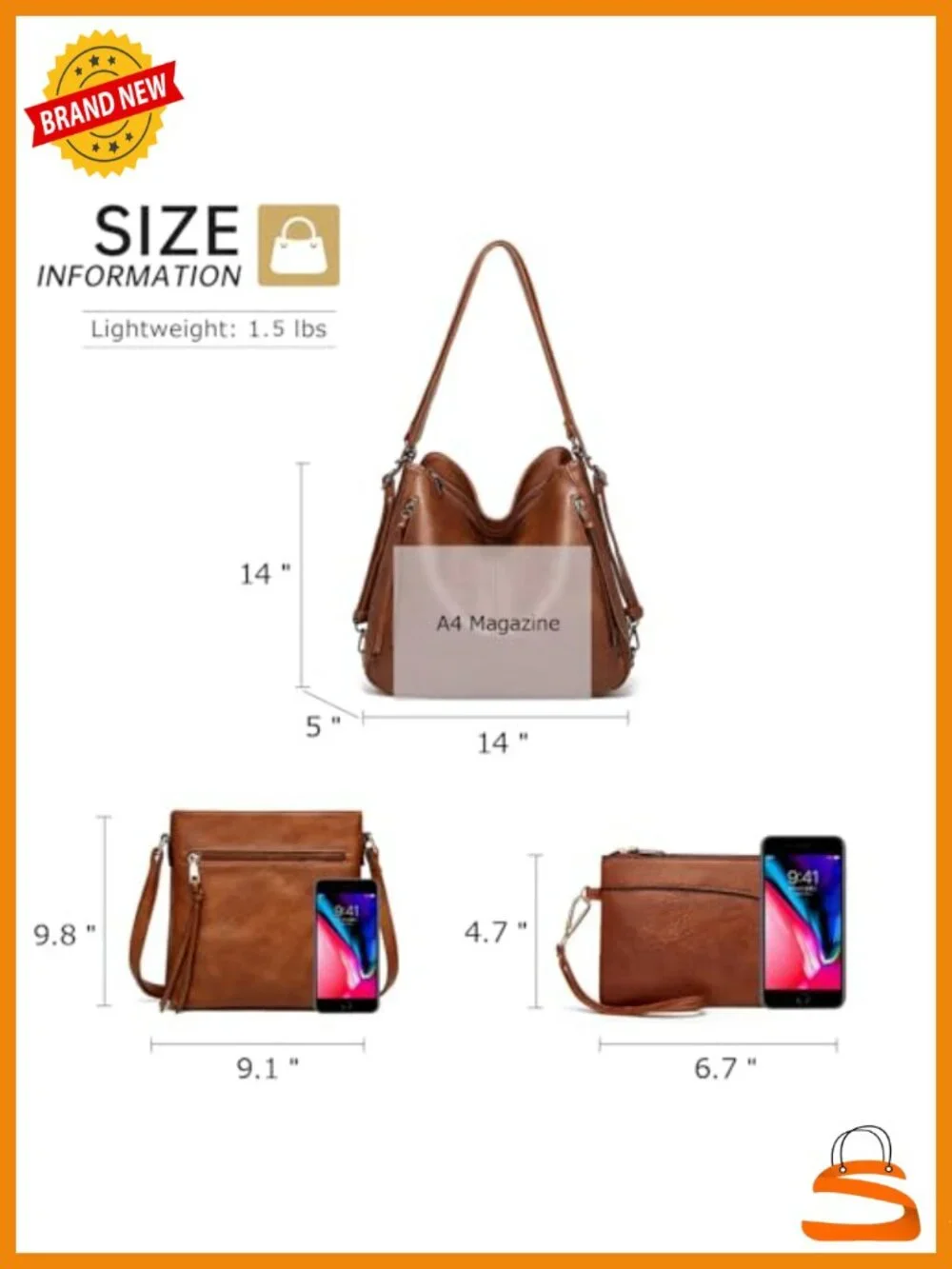 Vegan Leather Convertible Backpack Hobo Tote Bag Set with Crossbody & Wristlet